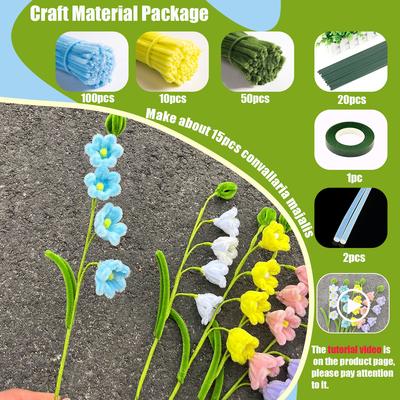 Craft Pipe Cleaners Flower Set,Chenille Stem Kit for Craft Lily of Bell Bouquet Making,DIY Craft Projects and Holiday Decoration