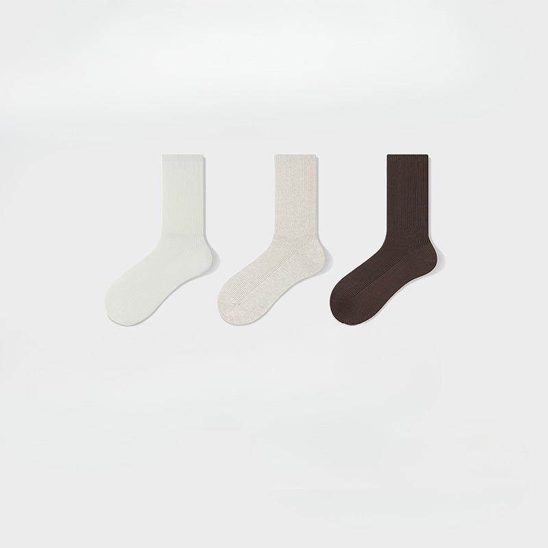 3 Pairs of Female Autumn and Winter Pure Cotton Moon Son Boneless Long Tube Pile Socks