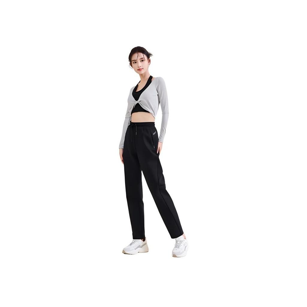 Anta Training Series Solid Color Mid-Rise Drawstring Comfortable Breathable Versatile Straight-Leg Knitted Sports Pants Women bottoms 162517312-3