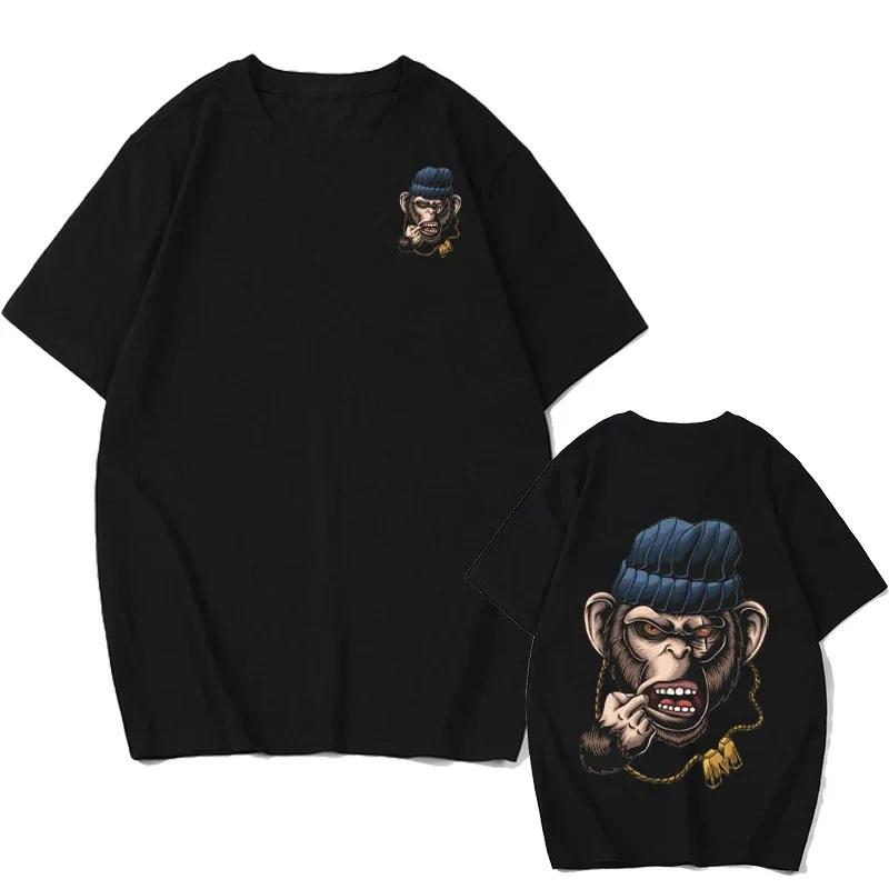 

Мужская футболка с изображением животных, хип-хоп, обезьяна, принт, повседневная, универсальная, повседневная, с коротким рукавом, европейский размер, уличная футболка Харадзюку XXXXL хаки