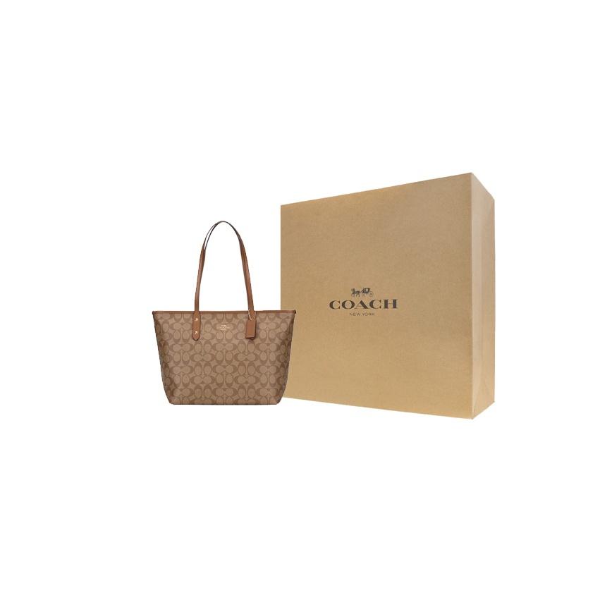 Coach City Zip Tote 30 Vintage Print Zipper Closure Canvas With Leather Tote Bag Shopping Bag Handheld Shoulder Bag Large Women Tote 58292-IMBDX