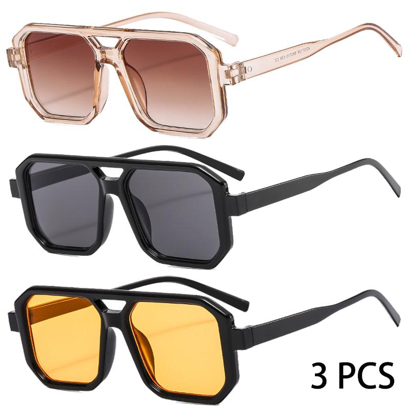 1/3 Pcs Trendy Square Decoration Shades Retro Oversize Gradient Women Sunglasses Men's Brand Sun Glasses for Driving Fishing