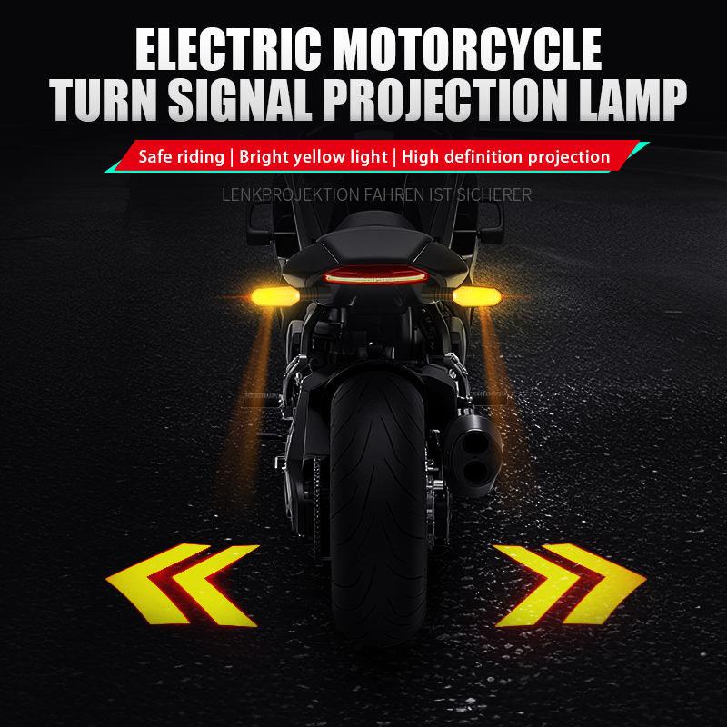 2Pcs Universal Motorcycle Projection Turn Signal with Arrow Colorful Atmosphere Warning Lights 27DRL Light Modes IPX6Waterproof