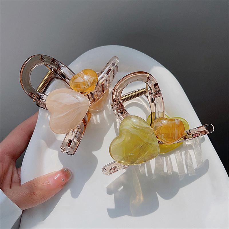 Elegant Jelly Color Heart Shape Hair Clips For Women Girls Sweet Acrylic Hair Accessories Delicate Jewelry Hairpin