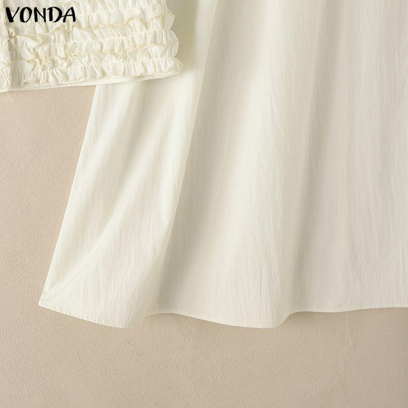 VONDA Women Outfits Short Sleeve Ruffled Blouse and Skirts Casual Two Piece Suit Elegant Sets