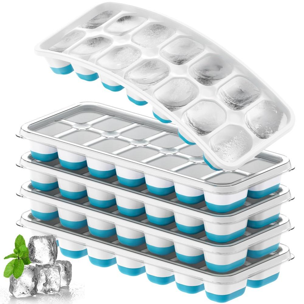 5PCS with Lid Ice Cube Tray Reusable Ice Maker Molds Durable Ice Cube Mold  Coffee