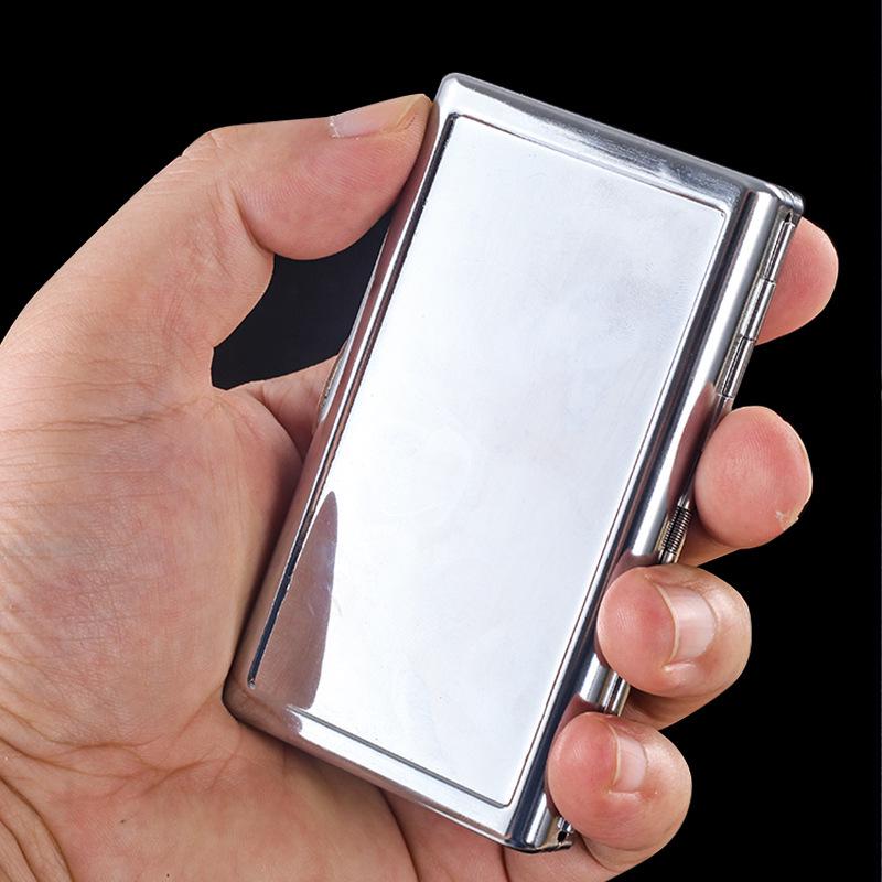 10cm Portable Metal Cigarette Case with Mirror - Double-Sided, Fashionable Smoking Set