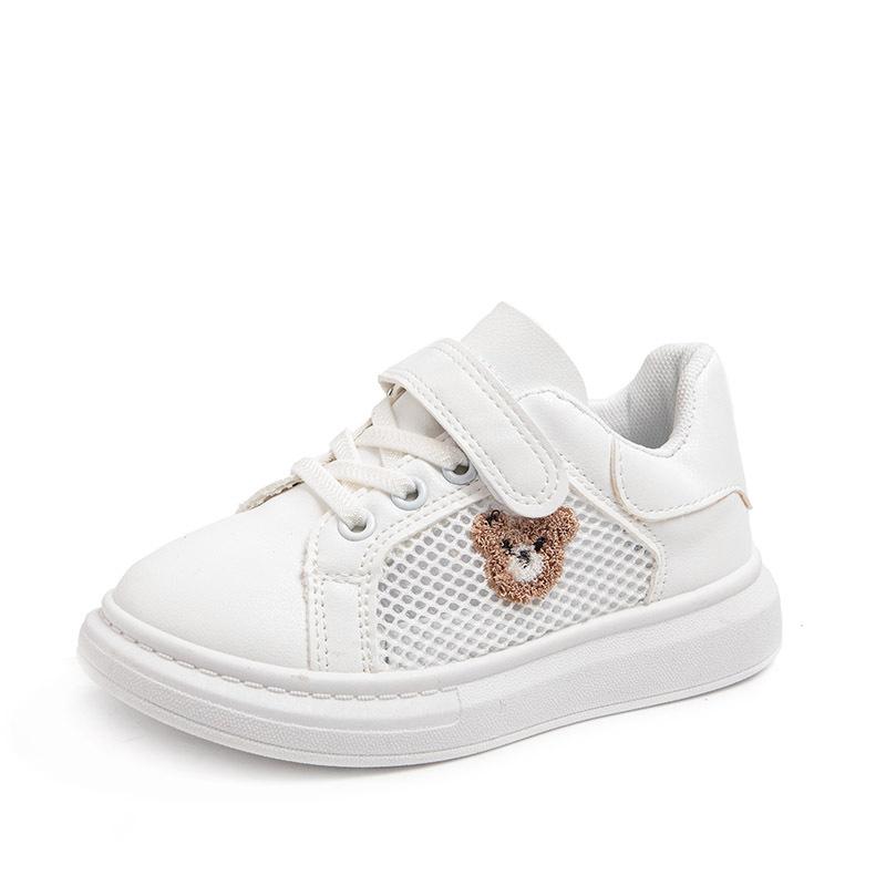 Children's and students' casual little white shoes New Four Seasons Boys and Girls Leather Mesh School Performance White Shoes Soft Sole