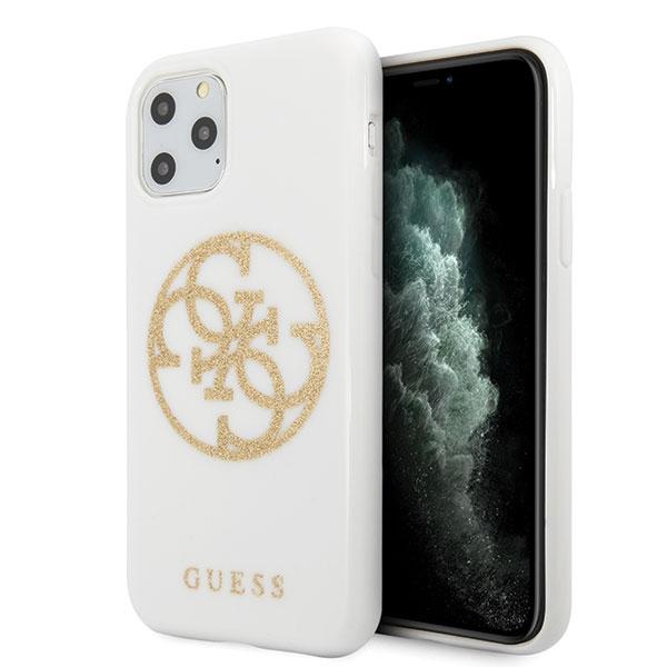 Guess Guhcn65Tpuwhglg Iphone 11 Promax Biały/White Hard Case Glitter 4G Circle Logo