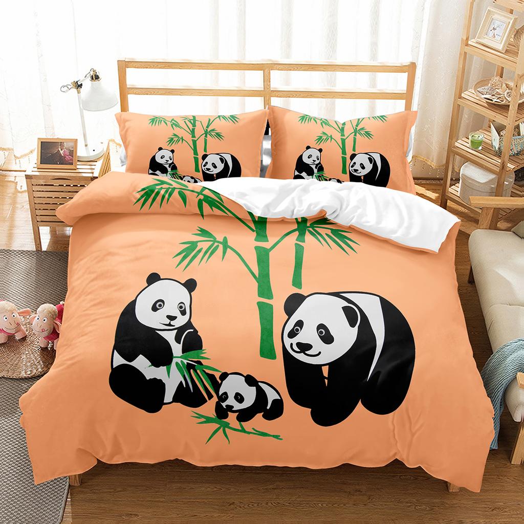 Cartoon Panda Bettbezug Set Niedliches Muster King Queen Full Size Für Kinder Jungen Mädchen Polyester Bettdeckenbezug Mit Kissenbezug