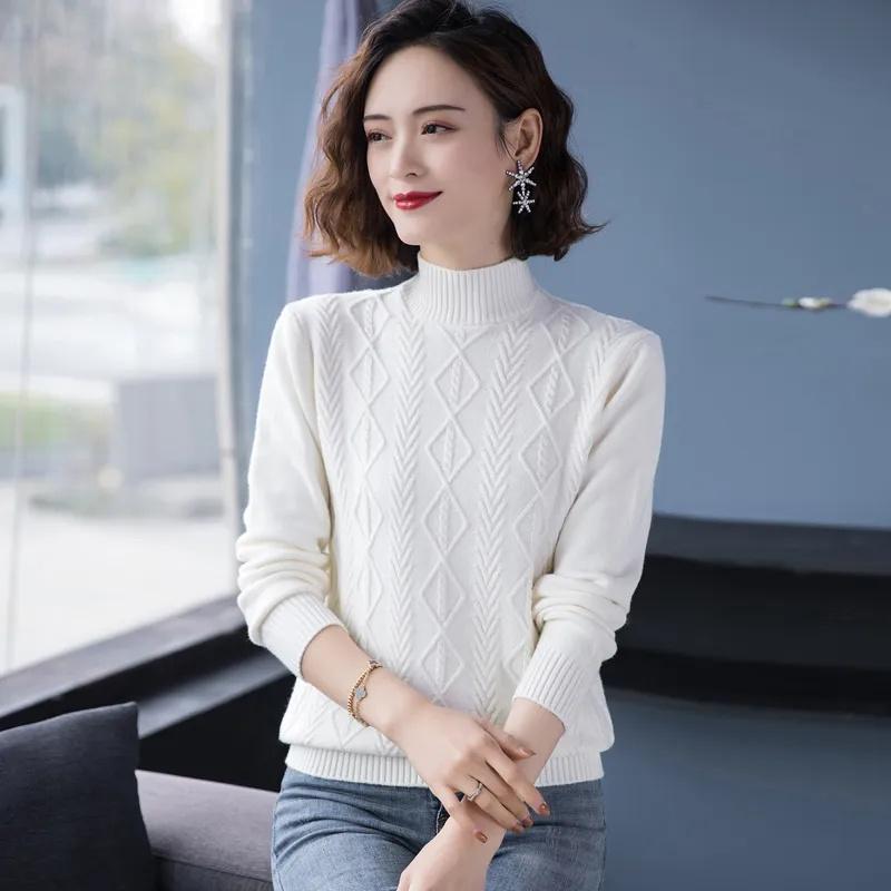 Fashion Women Turtleneck Sweater Autumn Winter Long Sleeve Pullovers Office Ladies Clothing Soft Knitted Jumpers  Pull Female