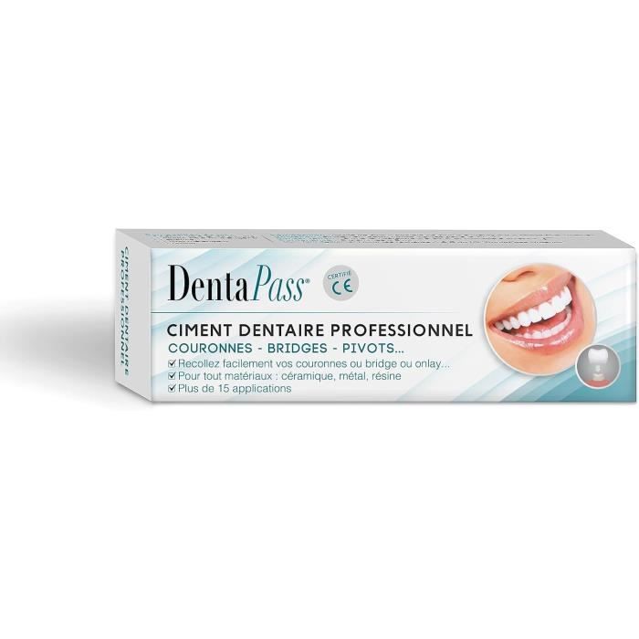 Zahnzement Zahnkleber für Krone, Brücke, Stiftzahn Professionelle Qualität 15 Anwendungen Einfache Anwendung