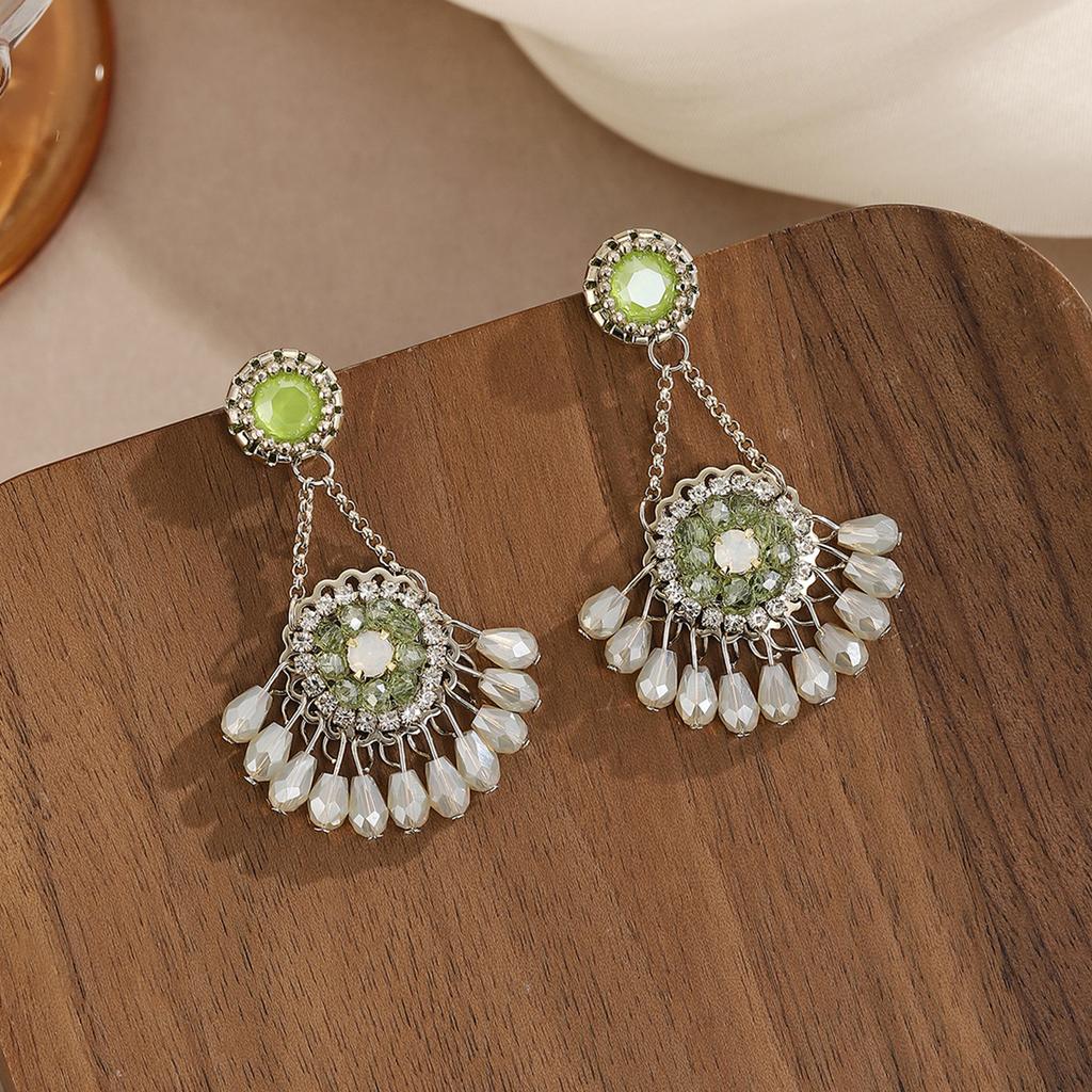 New Retro Ethnic Style Handmade Crystal Tassel Earrings, Light Luxury Fashion, Niche, High-end Korean Earrings