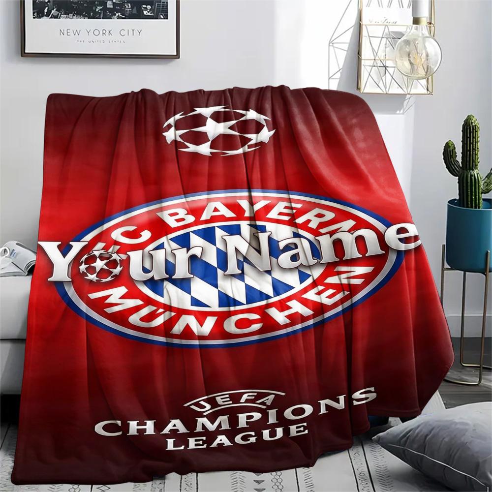 1PC Bayern Munich Fan Gear Custom Name Patterned Flannel Blanket Suitable For All Seasons For Home Decor Warmth And Comfort Gifts Holiday Present
