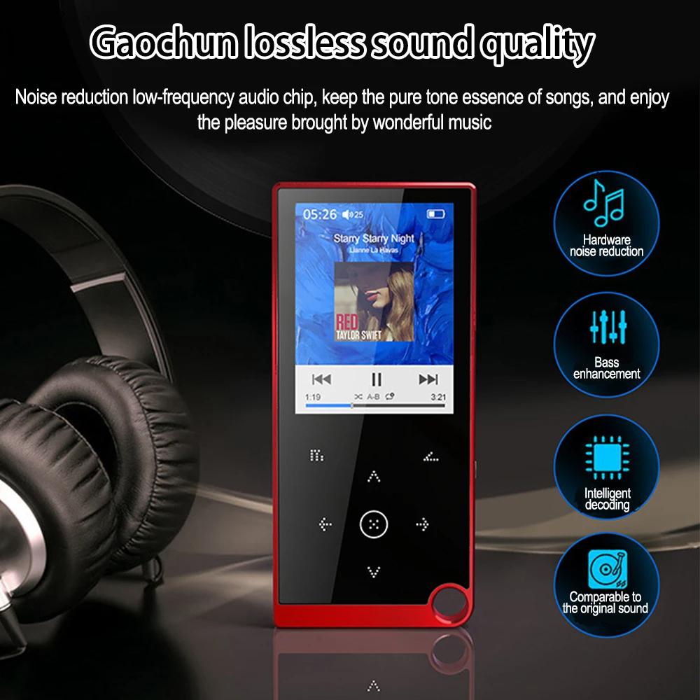Bluetooth 5.0 Lossless MP3 Music Player HiFi Portable Audio Walkman com FM/eBook/gravador/MP4 Video Player Tela de 2,4 polegadas