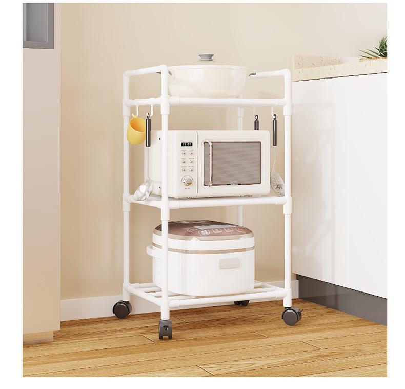 Multi-Layer Kitchen Storage Trolley: Punch-Free Rack for Pots and Microwave
