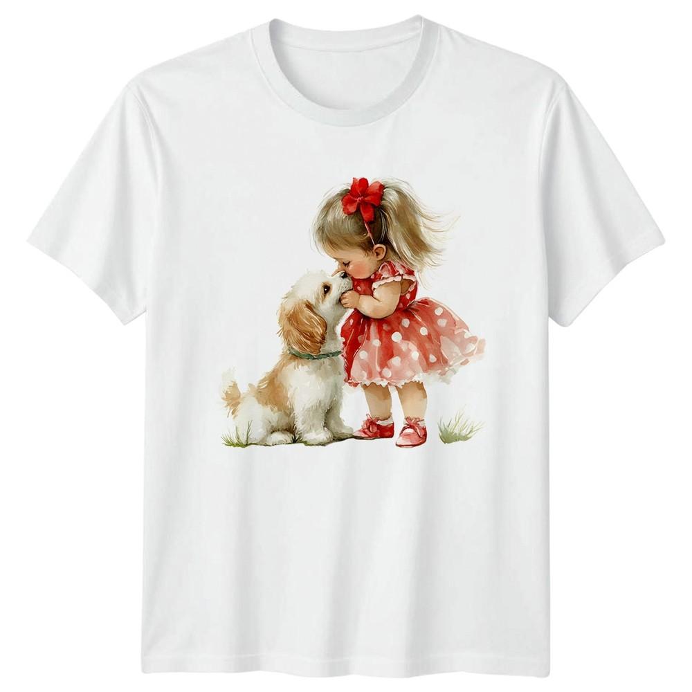 Little Girl Puppy Dogs Animals Unisex Graphic Tee Unisexs Unisexs Shirt S