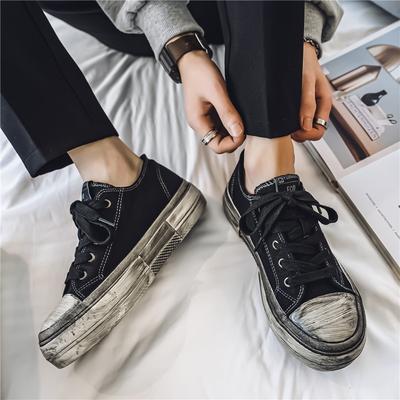 Sapatos de pano masculinos pretos Four Seasons, estilo retrô e moderno, para lazer, festa ao ar livre, caminhada na rua, sapatos para jovens