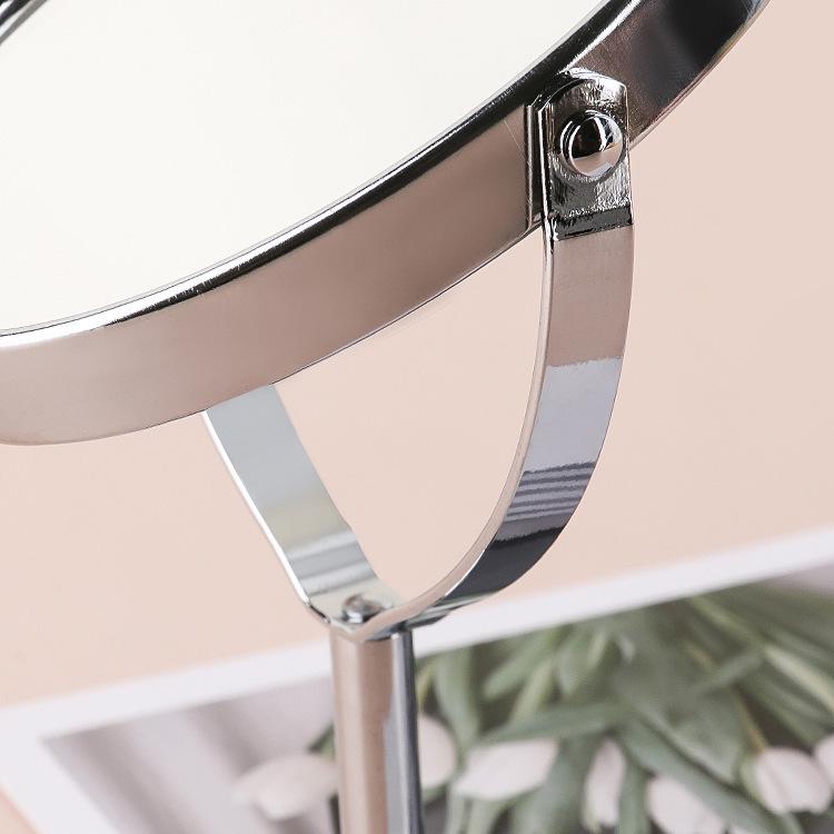 Double-Sided HD Makeup Mirror, Round Metal, 1:2 Magnifying, Rotating Design