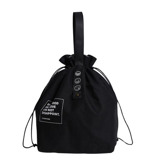 Bento Bag Adjustable Wide Opening Canvas Drawstring Design Lunch Handbag Picnic Accessories