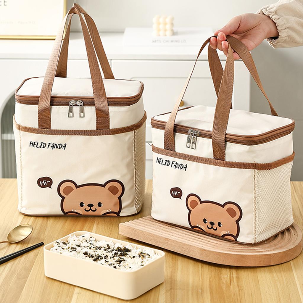 Cute Cartoon Portable Thermal Lunch Box Bag For Student Kids Oil Proof & Waterproof Food Insulated Bag Large Capacity Cooler Bag