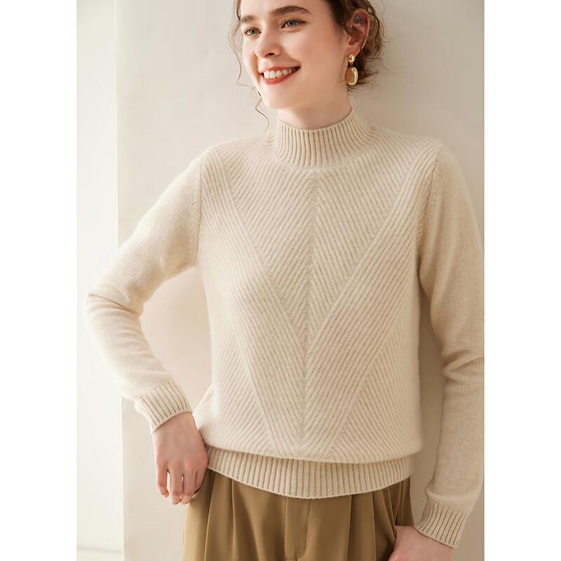 Fanzhen Women's Thick Cashmere Blend Half-High Collar Sweater