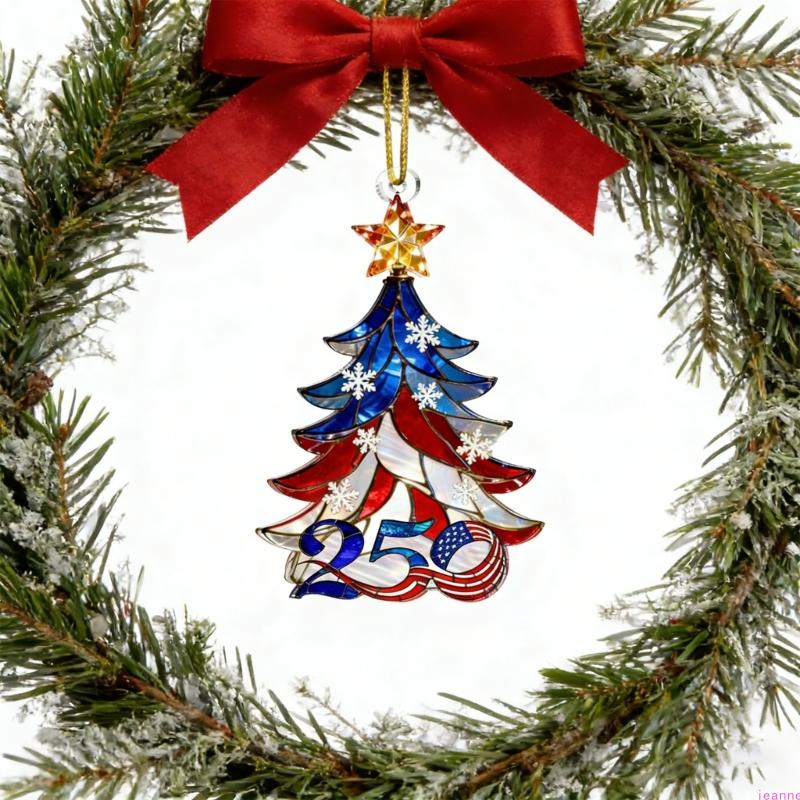 1pc 250th Anniversary Ornament Shatterproof Acrylic Christmas Tree Decoration For Home Holiday Party