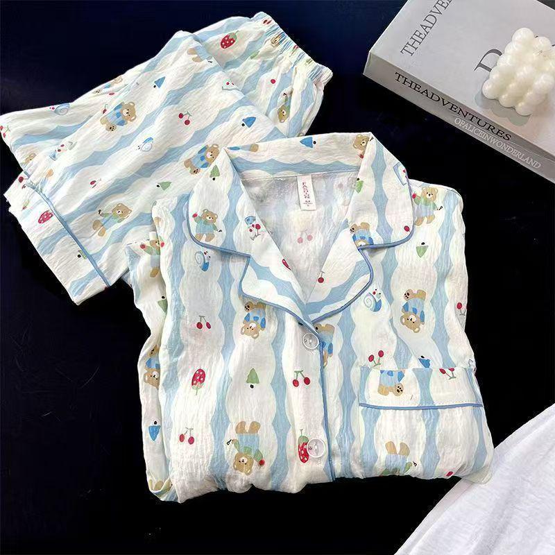 

Женский мультяшный хлопковый пижамный комплект - Кардиган с длинным рукавом и брюки, Весна/Осень XXL