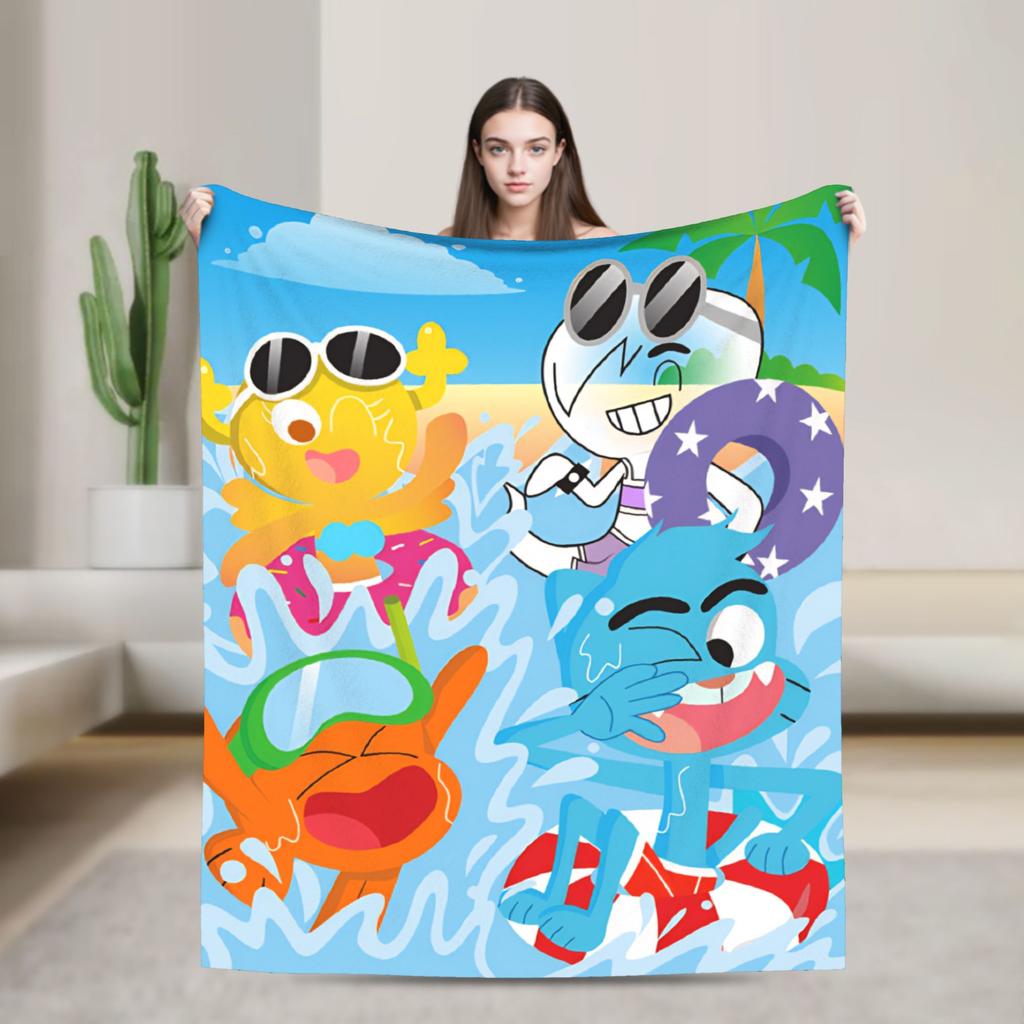 The Amazing World Of Gumballs Blanket  Picnic Flannel Throw Blanket For Couch Bed Warm Soft Design Quality Bedspread Gift Idea