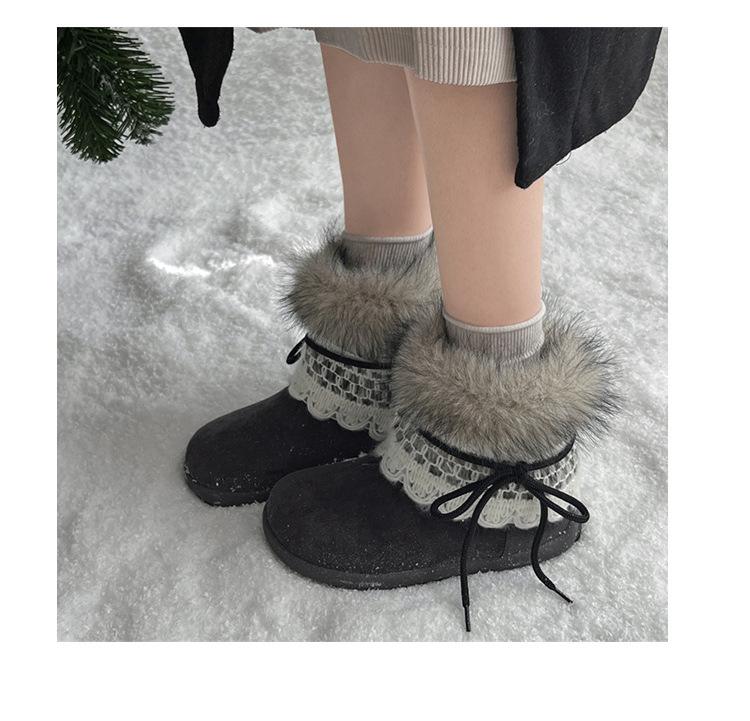 

Осень-зима 2025 новые пушистые сноубутсы в стиле миллениалов, с мехом внутри, на высокой платформе, теплые хлопковые ботинки с коротким голенищем в северо-восточном стиле 40 темно-серого