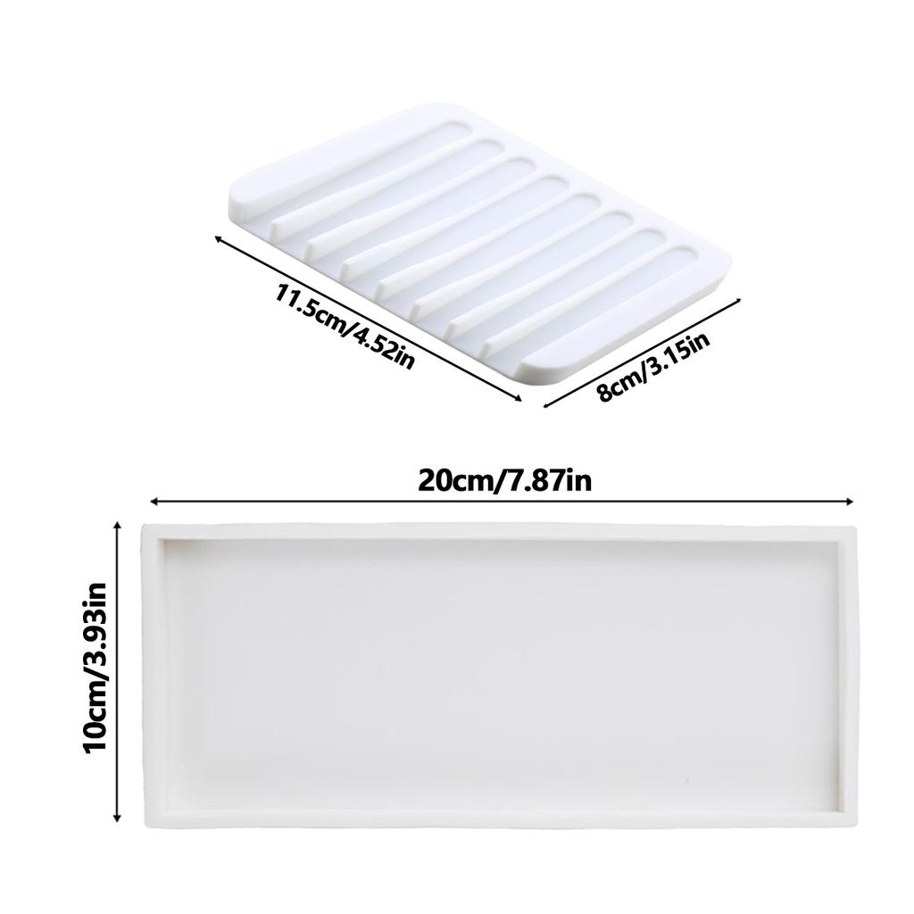 Silicone Vanity Tray and Soap Dish Set Bathroom/Kitchen Countertop Tray for Candles Soap Dispenser Pefume Tray Soap Holder