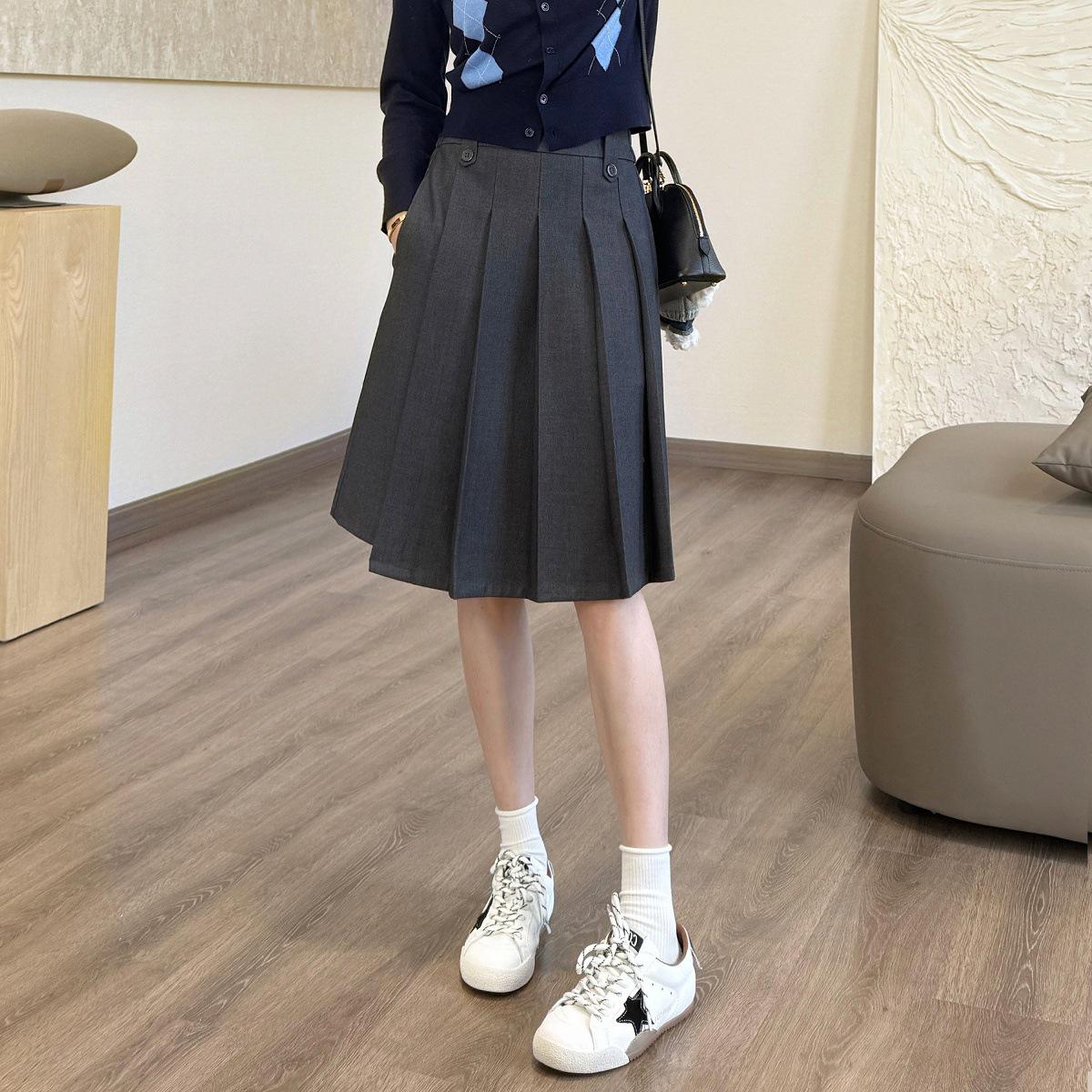 Zeda Jia Yi Asymmetrical Miu-Style Pleated Tencel Wool Midi/Long Skirt S