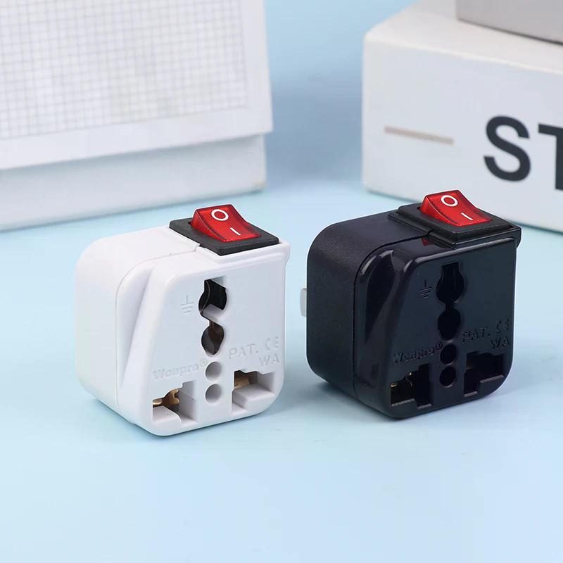 US 2 Pin Plug Adapter Converter AC100~250V 10A With Main On/Off Switch LED Indicator WSA-6 Electrical Plug Adapter