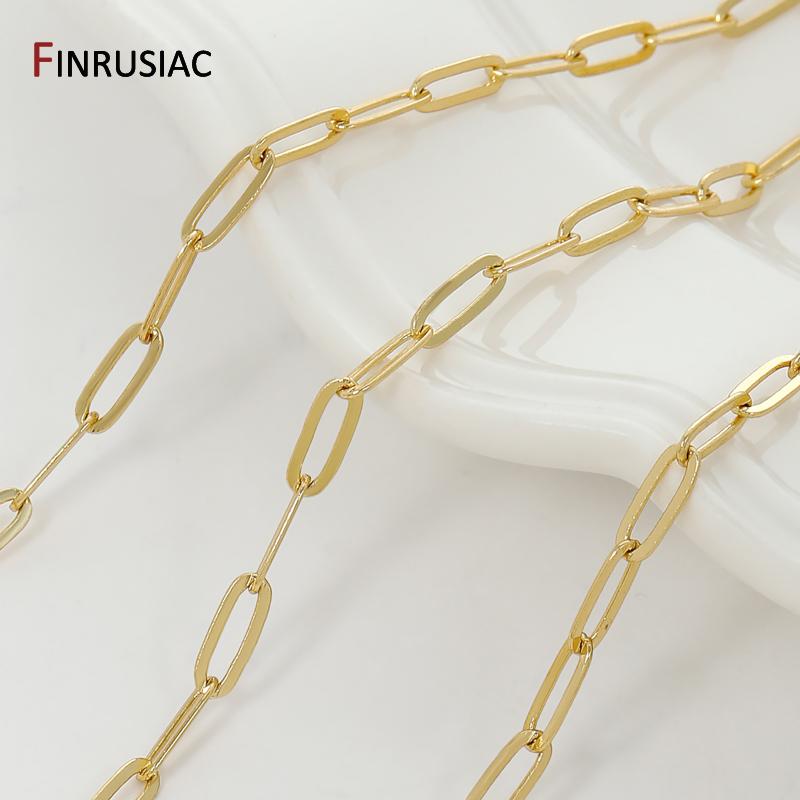 18K Gold Plated Brass Paperclip Chains, 3.5*9mm Cable Chain For Jewelry Making DIY Necklace Bracelet Chains Accessories