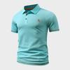 Men's Casual Short Sleeve Waffle Polo with Horse Print
