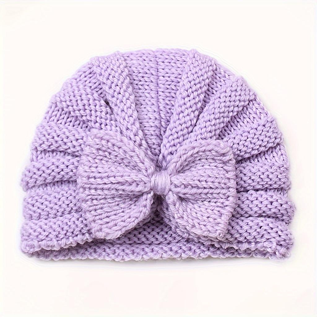 INS Baby Bow Knit Hat - Stretchy Winter Warm Cap with Moisture-Wicking Soft Fleece Yarn for Infants Autumn Winter Daily Birthday