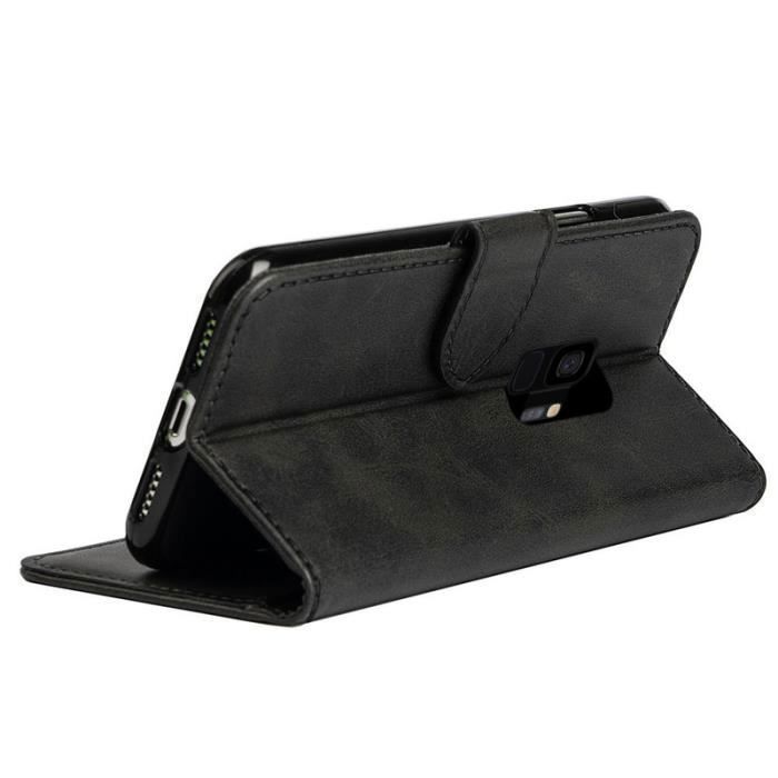 Hbasics skal för Samsung Galaxy S9 mobilskal- i Svart - konstläder, magnetiskt, Kortfack, Stativfunktion