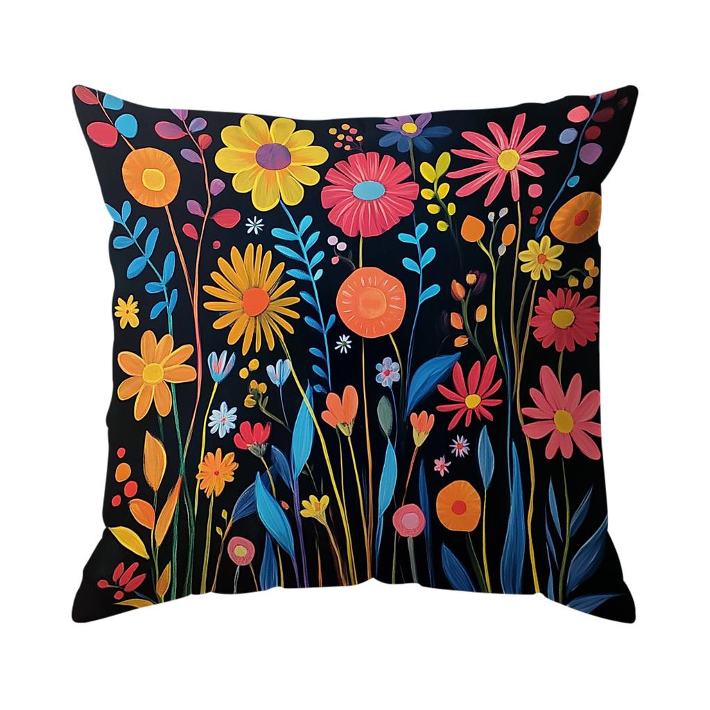 Abstract Flowers Cushion Pillowcase Printed Polyester 45X45Cm Throw Pillowcover Decorative Sofa Cushion Pillowslip Home Decor