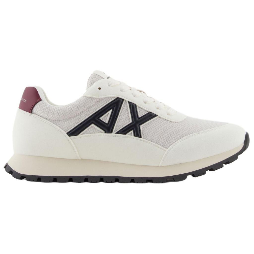 Armani Exchange Round Toe Lace-Up Letter Patch Retro Running Low-Top Lifestyle Shoes 3.5cm Men sneakers White XM001960AF19388MZ255