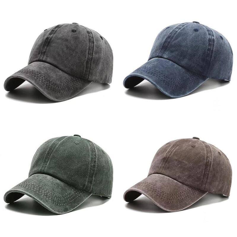 Vintage washed denim black solid ball cap black