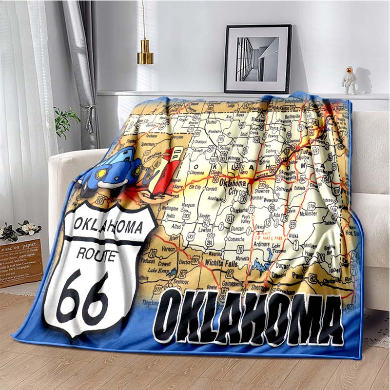 HD Vintage Route 66 Americká Historická Mateřská Silnice Tištěnádeka Domácí Extra Velká Měkká Potah na Rozkládací Pohovku Cestovnídeka Dárek