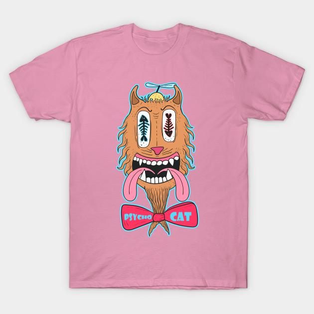 T Shirt Women Psycho Cat Harajuku Print Kawaii Tshirt Summer Short Sleeve Female T-Shirt Top Tee