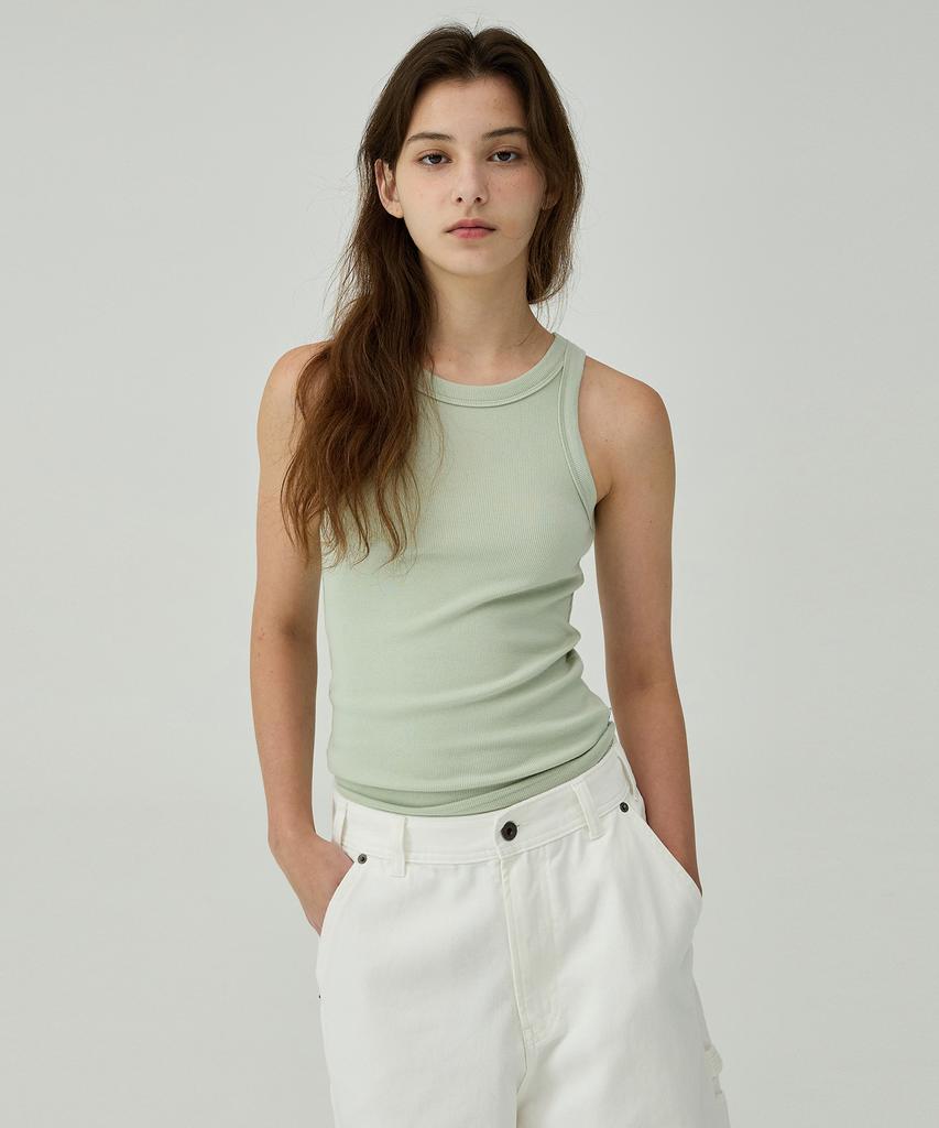 MAGOODGAN Sliver 3905 Soft Ribbed Sleeveless Olive Tee