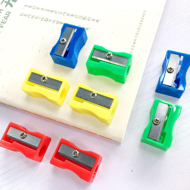 10pcs Mini Pencil Sharpener Plastic Color Single Hole Rectangular Shape Bulk School Supplies Manual Pencil Sharpener