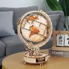 3D Wooden Puzzle Luminous World Model Kit with LED Light Rotating Wooden Construction Kit Best Festival Gifts