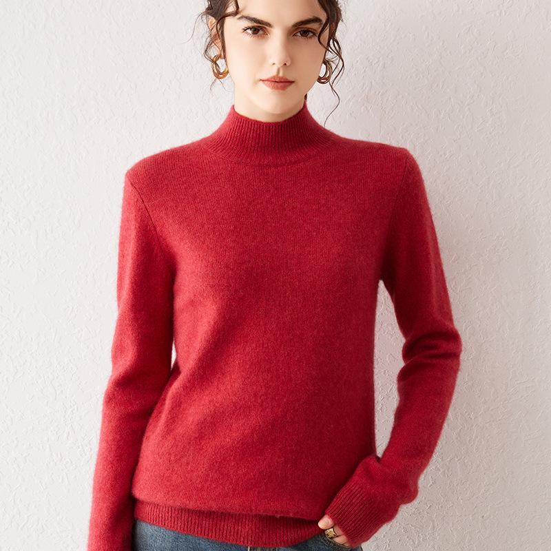 Women's Cashmere Knit Long Sleeve Base Layer Top - Warm, Loose, and Versatile for Autumn/Winter