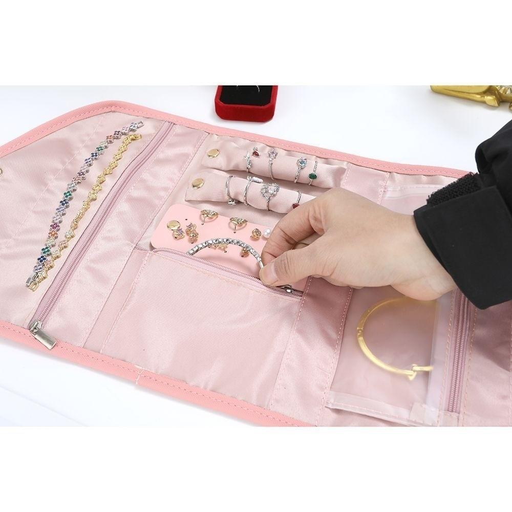 Portable Travel Storage Bag Foldable Design Jewelry Pouch Jewelry Case  Necklaces Earrings