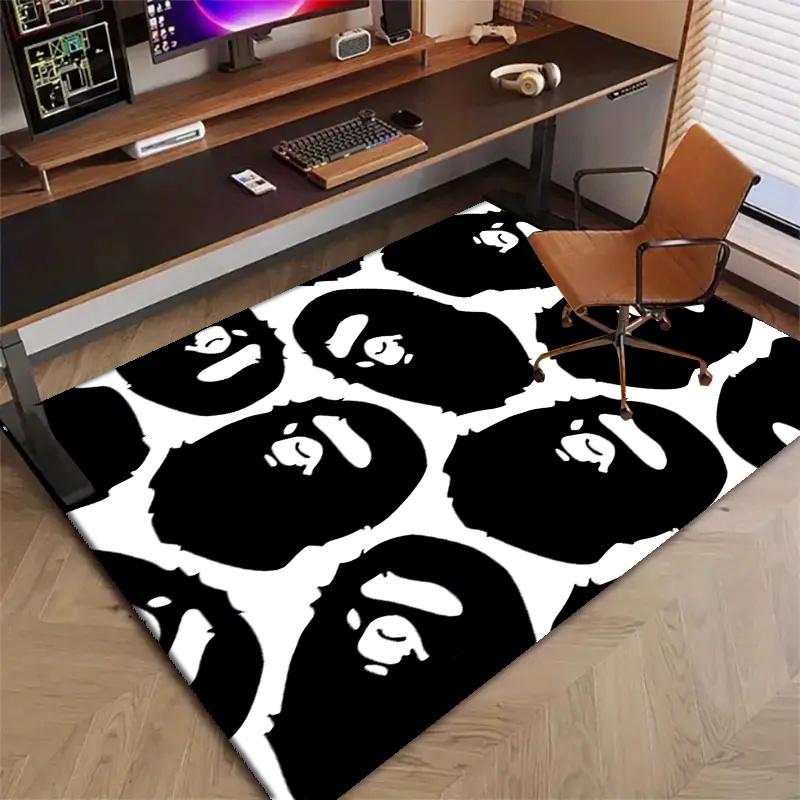 Poliestrowy dywan A Bathing Ape, Miękki dywanik wewnętrzny pod krzesło biurowe, do salonu, na biurko komputerowe - Dekoracyjny dywanik do domowego biura