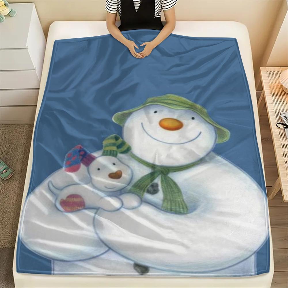 1 Stück Schneemann-Print Flanelldecke, Hohe Qualität, Bequem für alle Jahreszeiten, Heimdekoration, Wärme und Komfort, Perfekt für Weihnachtsgeschenke211