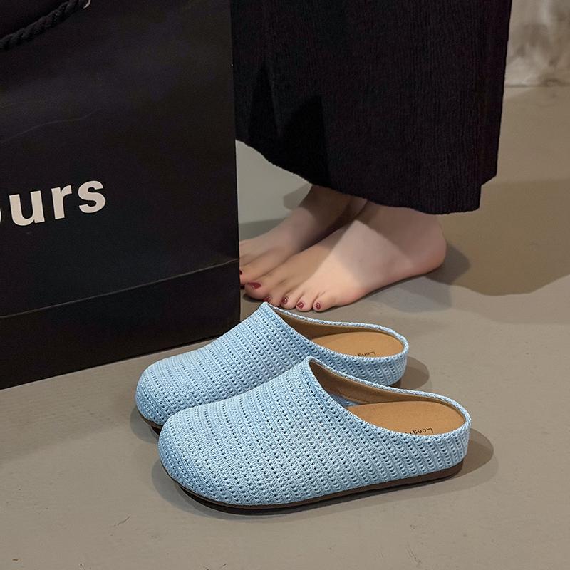Fashion 2025 Summer Women Comfortable Casual Slip On House Slippers Ladies Hollow Out Backless Casual Loafers Walking Knit Shoes
